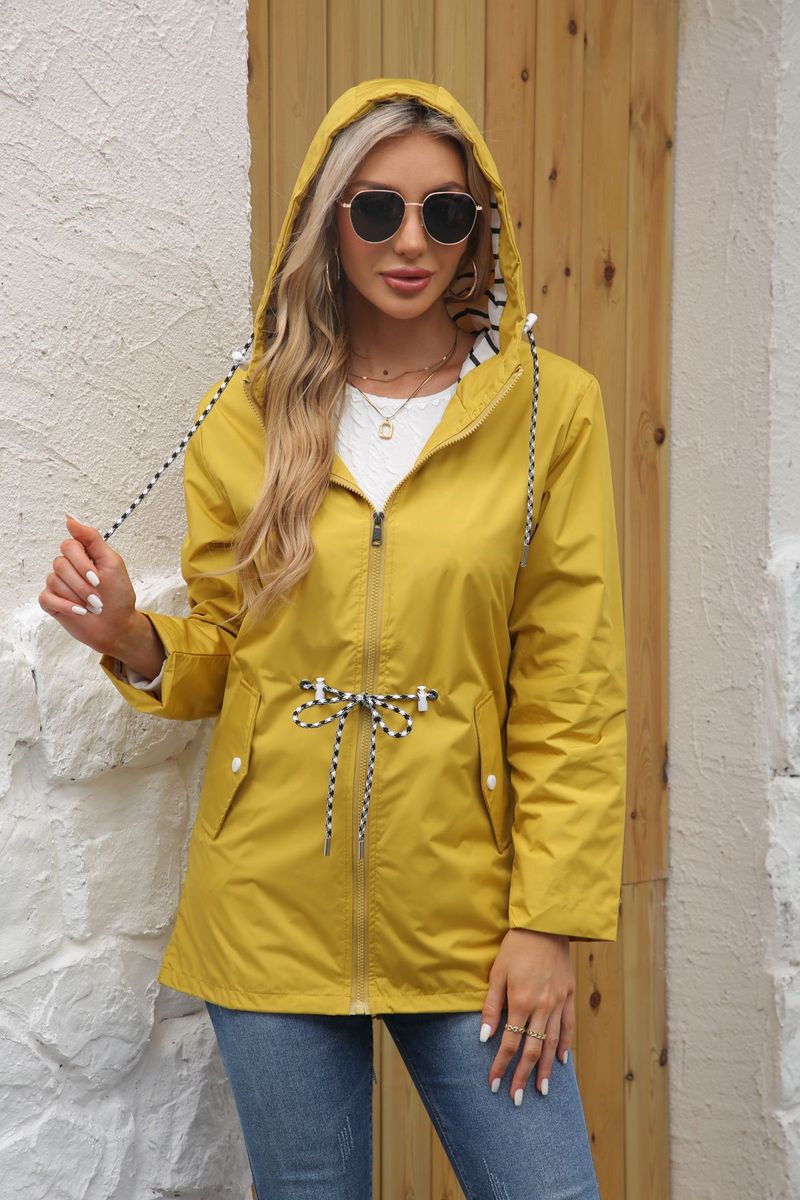 2025 New Lo Sleeve Water- Mid-Leth Trench Coat For Women Hood, Plus Size Women's Clothi With Striped_voghion.com
