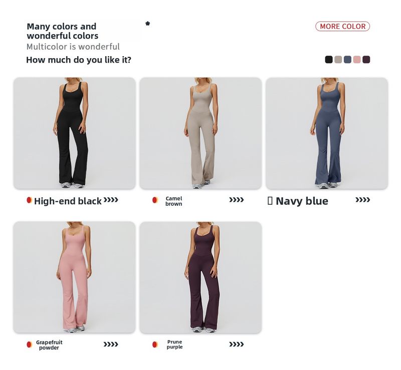 Zechuang Brushed Yoga Cross Back Flared Wide Leg Jumpsuit Running Sports Fitness Wear For Women 9506_voghion.com