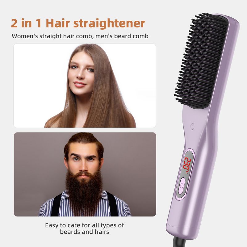 Nouveau peigne lissant multifonctionnel pour cheveux bouclés et raides, appareil ménager à ions négatifs, sans danger pour la coiffure_voghion.com