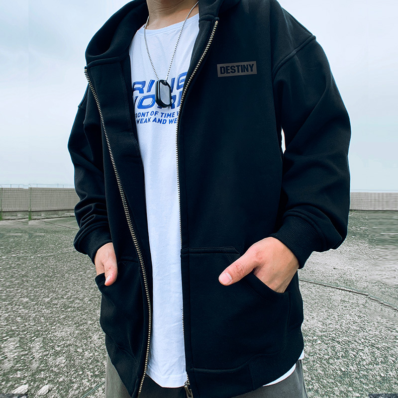 Felpa con cappuccio con cerniera di marca taglie forti Abito da coppia Primavera e autunno Maglione cardigan alla moda da uomo grasso_voghion.com