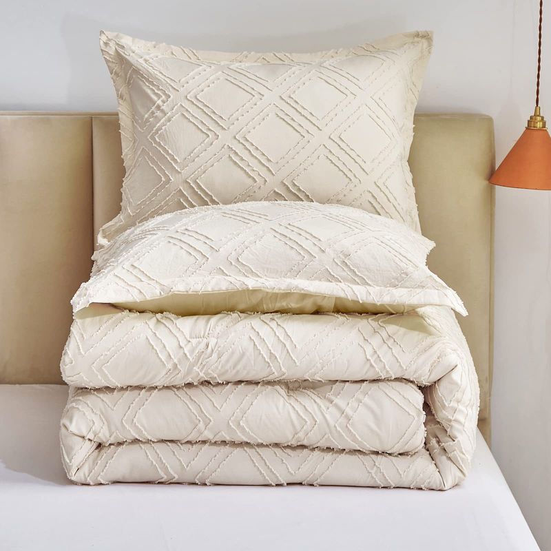 Bohemian Embroidery Tufts Breathable Queen Size Comforter Sets, All-Season Down-Alternative 3-Piece Bedding Set_voghion.com