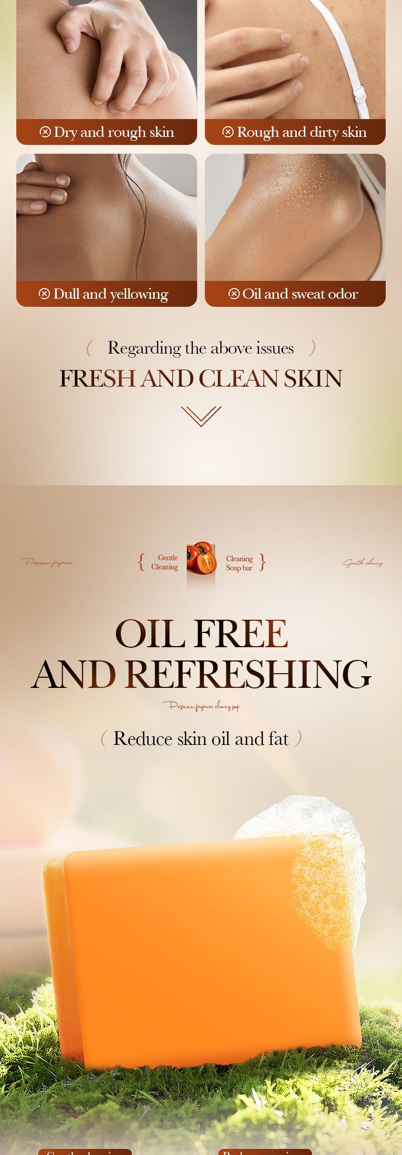 Soap SADOER Persimmon Fragrance Cleansing Soap Deep Cleansing Body Handmade Soap_voghion.com