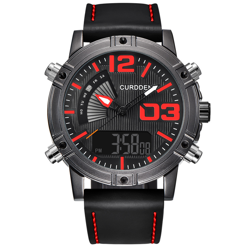 CURDDEN brand men's belt sports electronic new dual display watch_voghion.com