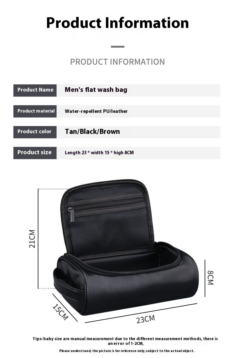 Neue handliche PU-Make-up-Tasche für Herren mit hochwertigem Gefühl, großer Kapazität, wasserdicht und tragbar, Reise-Pflegetasche, Aufbewahrungstasche_voghion.com