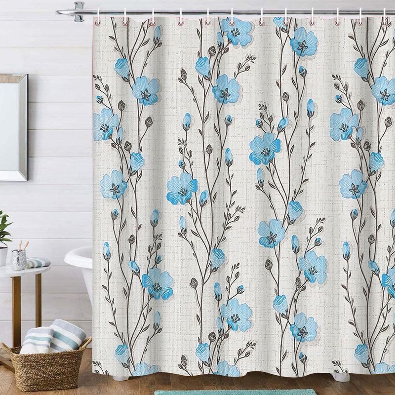 Cross-Border Hot-Selling Digital Printing Polyester Waterproof Anti-Fog Shower No-Drill Set Bathroom Curtain_voghion.com