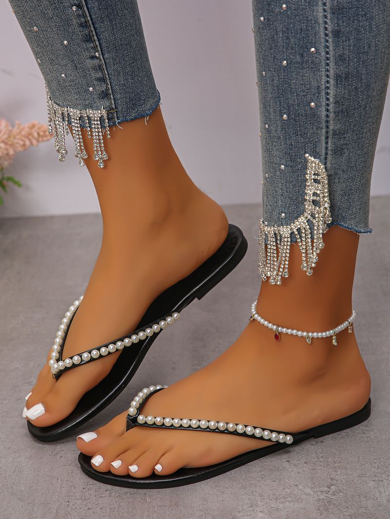 Sandali con punta a clip in stile chane, per donna, estate 2025, nuovi sandali casual piatti, grandi dimensioni, da donna_voghion.com