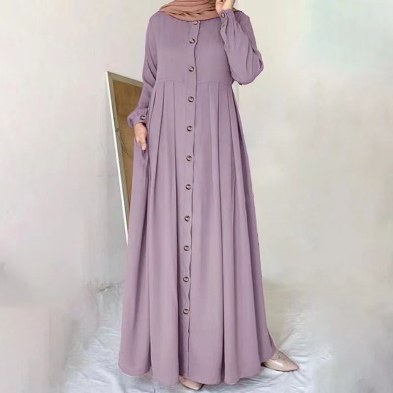 Lente en herfst lange jurk plus size vrouwen moslim jurk abaya losse temperament forens lange gewaad jurk mode elegante vrouwen Midden-Oosten_voghion.com