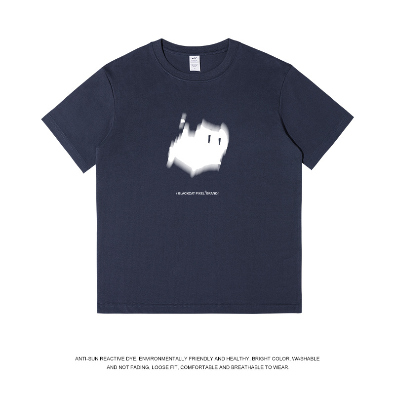Camiseta de manga corta para hombre, con estampado de dibujos animados de animales, de algodón puro, cuello redondo, holgada, de media manga, sencilla e informal, para verano_voghion.com