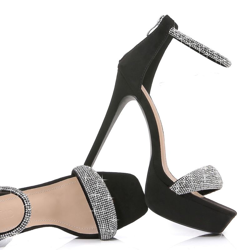 Büyük beden kare kafa taşlı çanta stiletto topuklu Kadın sıralı moda sandaletleri_voghion.com