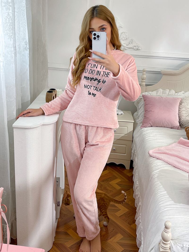 Pyjama en flanelle pour femme, épais, chaud, décontracté, mignon, pour la détente_voghion.com