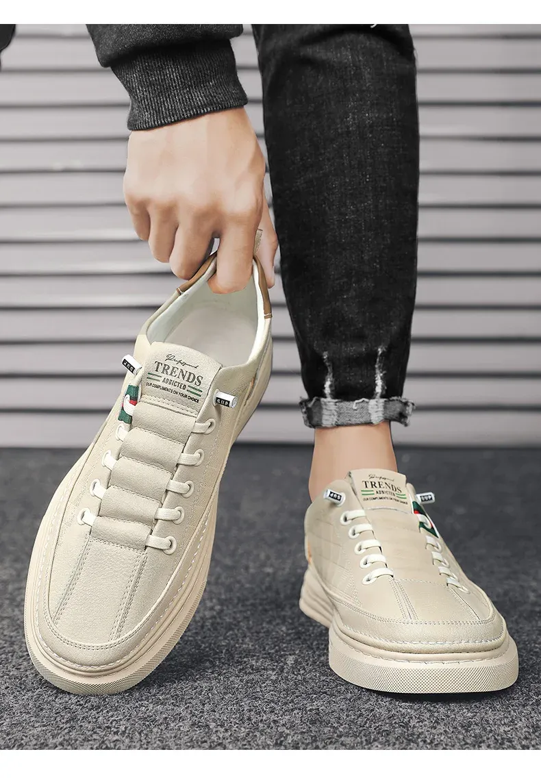 HerfstHeren Veelzijdige Casual Boardschoenen Lichtgewicht Zachte Bodem Waterdichte Kleine Witte Trendy Schoenen Heren Vluchtgevechtslaarzen_voghion.com