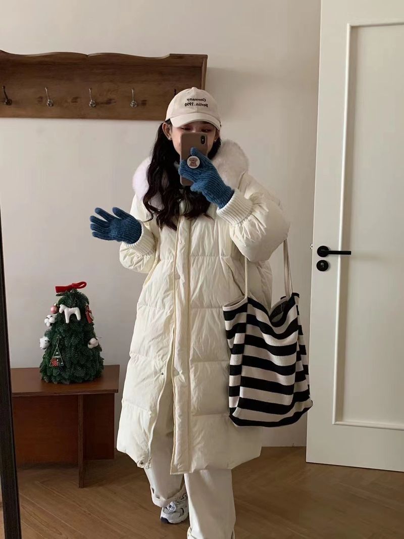 Damenmode lange Kapuzenjacke Warme Jacke_voghion.com
