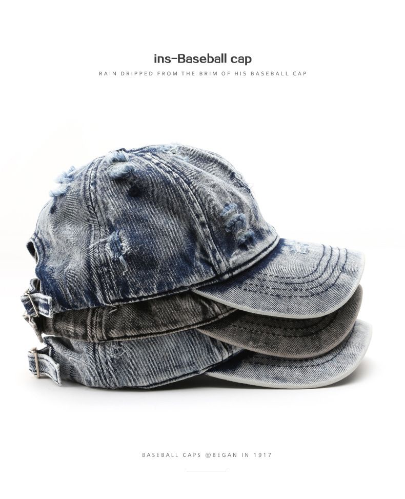 Ženska oprana stara bela enobarvna jeans baseball kapa, moška sončna kapa z račjim kljunom, športna moška kapa za prosti čas_voghion.com