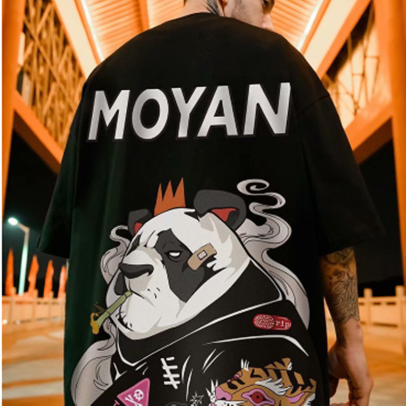 C&J Übergroßes, modisches, brandneues, fettes Herren-großes Hip-Hop-Lose-Kurzarm-T-Shirt mit halber Hülse_voghion.com