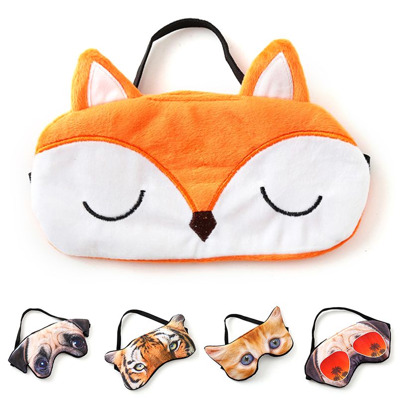 1 pz. Mascherina per dormire 3D carina, copri-occhi, benda morbida portatile da viaggio a forma di animale._voghion.com