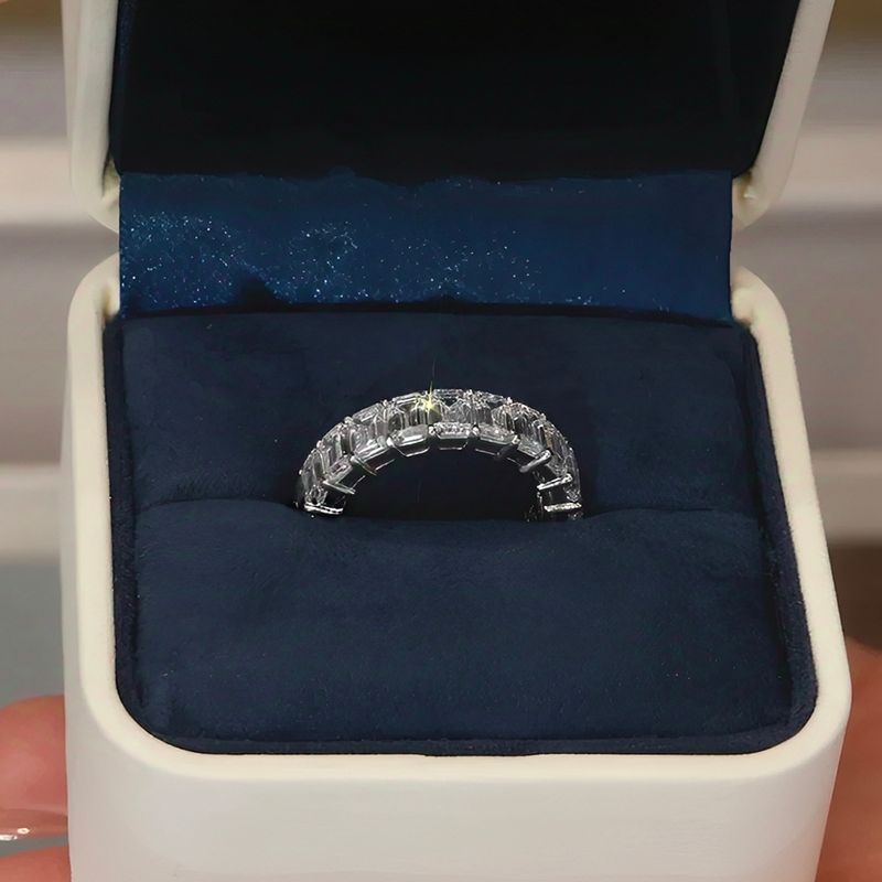 BXINY 3*5mm Anelli Moissanite Taglio Smeraldo Argento S925 Colore D Diamante da Laboratorio per Donne Uomini Fascia Eternity Completa Regali Gioielleria Pregiata GRA_voghion.com