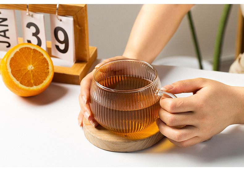 Tazza da caffè in vetro moderna resistente al calore con manico - Design a forma di zucca di ispirazione giapponese, ideale per casa, ufficio e regali_voghion.com