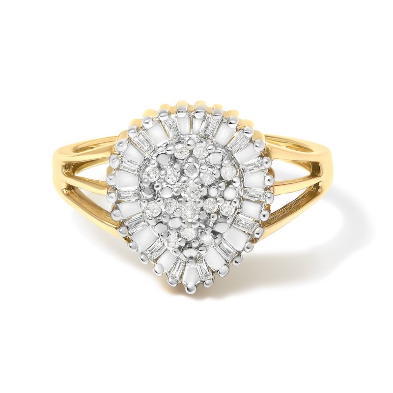 10K Yellow Gold Diamond Cocktail Ring (1/4 Cttw, I-J Color, I3 Clarity)_voghion.com