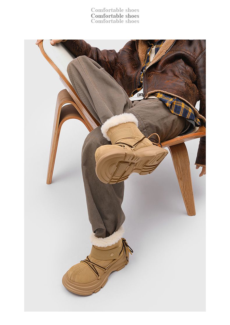 Buffny Couple's Winter Boots - Platform Slip-On Snow Shoes With Faux Fur Lining, Waterproof & Slip-Resistant Rubber Sole_voghion.com