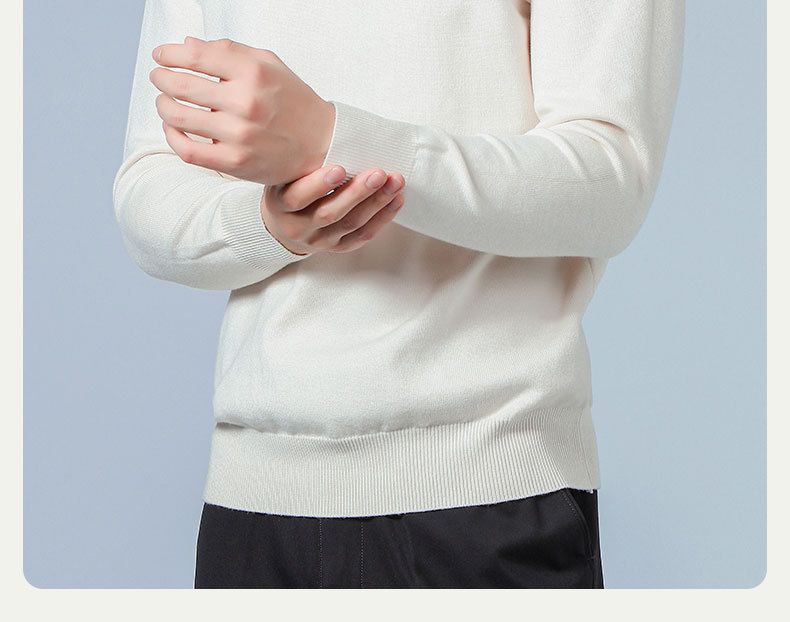 Maglione lavorato a maglia classico da uomo autunno inverno 2024 in stile coreano con collo alto, tinta unita, camicia di base spessa_voghion.com