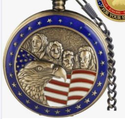 Orologio da tasca al quarzo con ciondolo a forma di bandiera americana, con catena e collana, con coperchio a ribalta_voghion.com