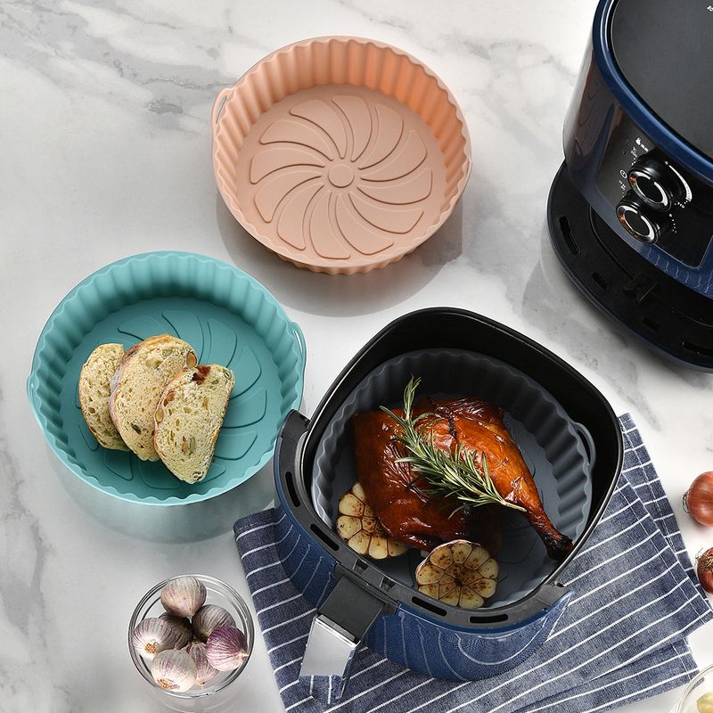 Verdickte Air Fryer Silikon-Backform, runde, faltbare binaurale Backform für den Haushalt, Kuchenbackform, Matte, isolierte Auskleidungsform_voghion.com