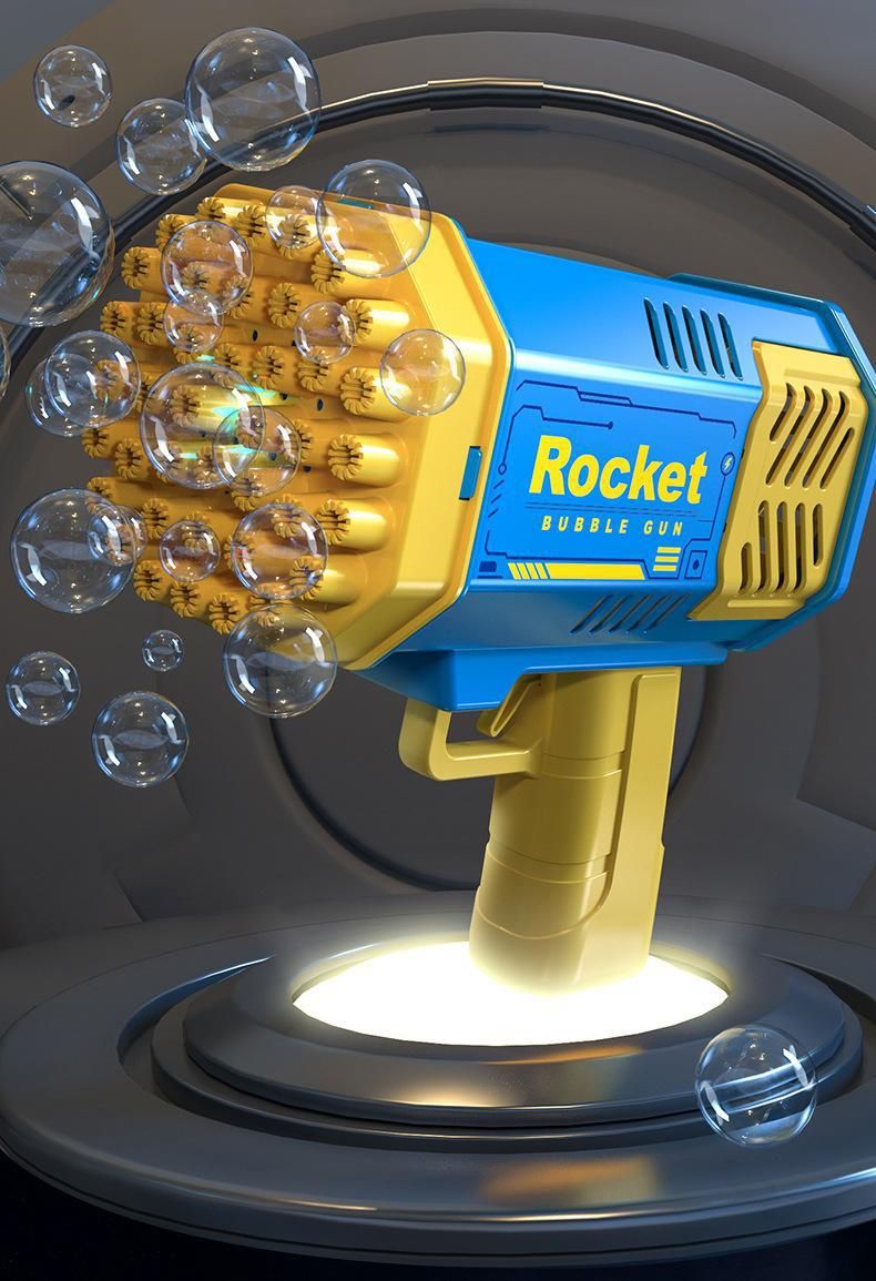 40-Hole Space Bubble Blaster - Mini Gatling Style Electric Bubble Gun With LED Lights For Kids_voghion.com