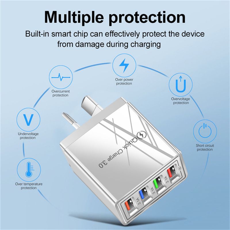 Φορτιστής κινητού τηλεφώνου Music Festival AU 4USB 3.1A Κεφαλή φόρτισης πολλαπλών θυρών Βρετανικό, Αυστραλιανό, Κορεατικό, Ινδικό Πρότυπο_voghion.com