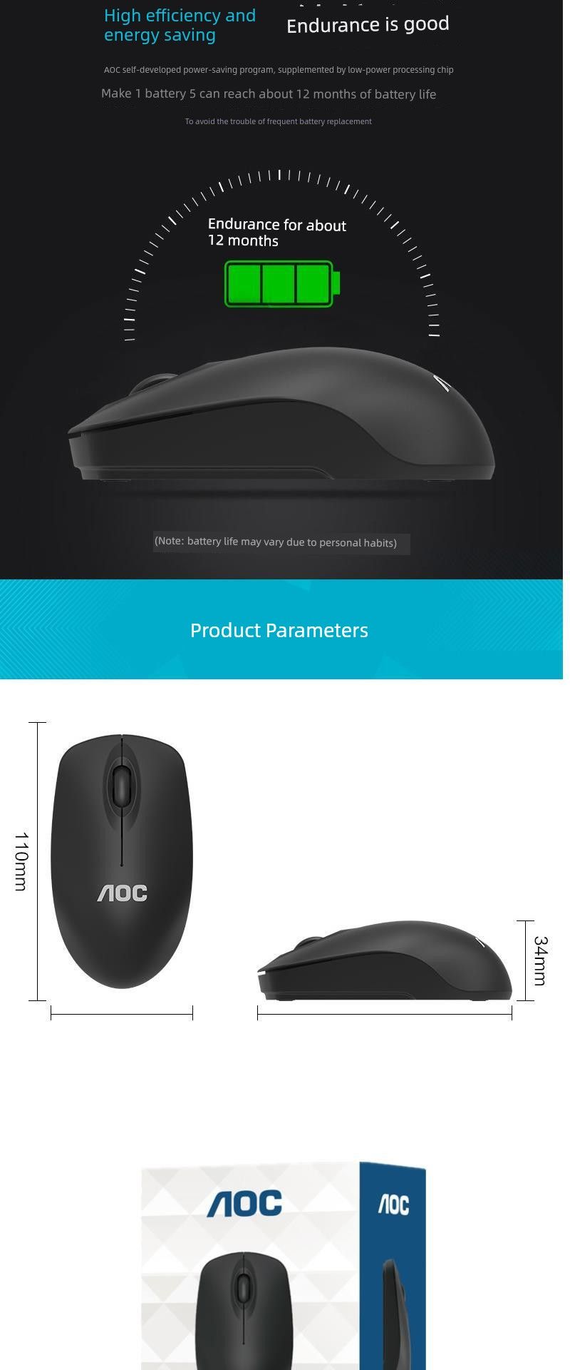 Promoción AOC 320 2.4G Laptop Desk Hine Business Office Mouse inalámbrico Fábrica_voghion.com