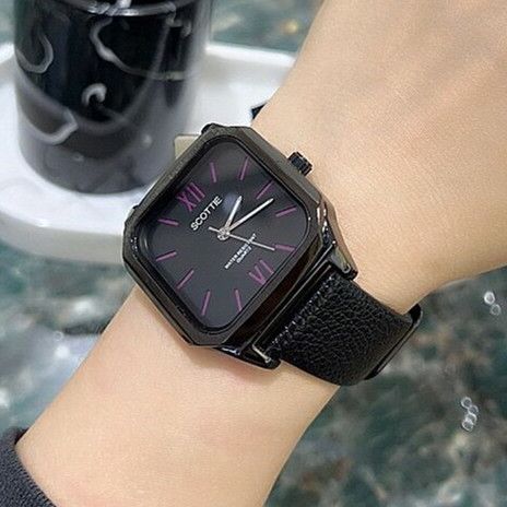 Shigaodi Fashion Black Cool Super Large Plate Personalized Unique Style Belt Square Women's Watch_voghion.com