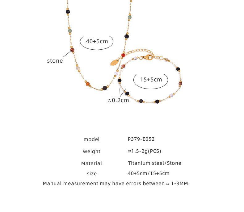 Women's Jewelry Handmade Beaded Necklace And Bracelet Set - Minimalist Chain Design With Natural Stones - Titanium Steel Unisex Boho Accessories_voghion.com