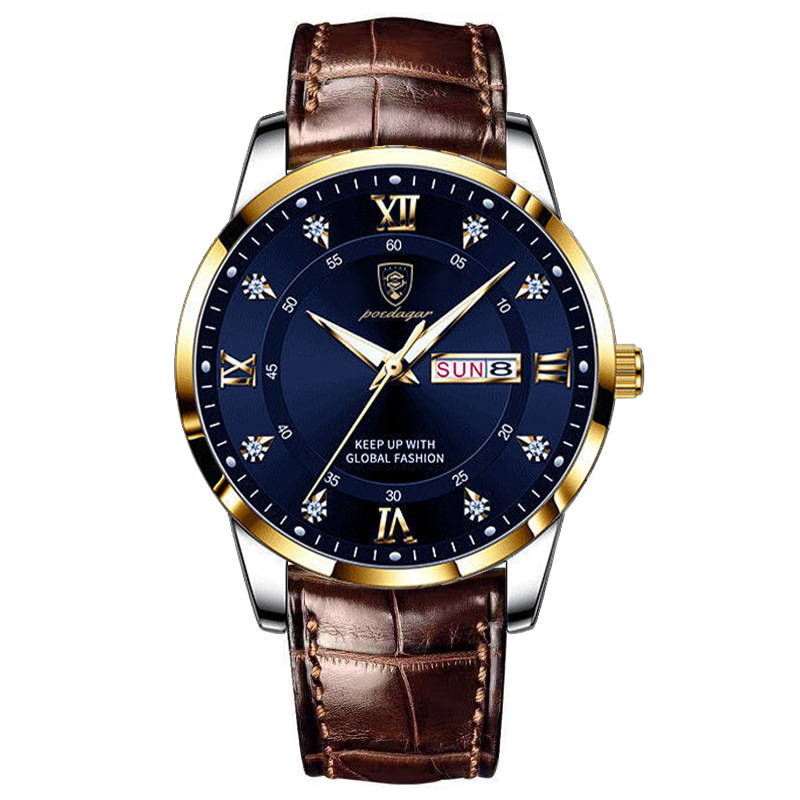 Waterproof Luminous Dual Calendar Men's Watch Ultra-thin Quartz Wristwatch_voghion.com