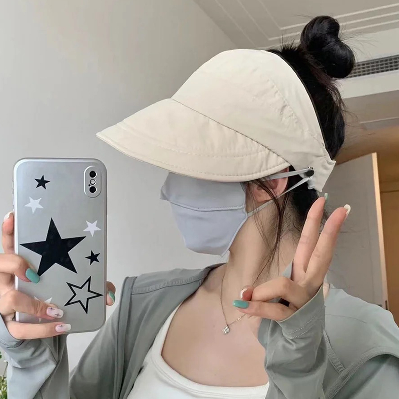 Adjutable Fiherman Cap Women Outdoor Beach Bucket Hat Summer UV Protection Ponytail Sunhat Foldable Vior Panama_voghion.com