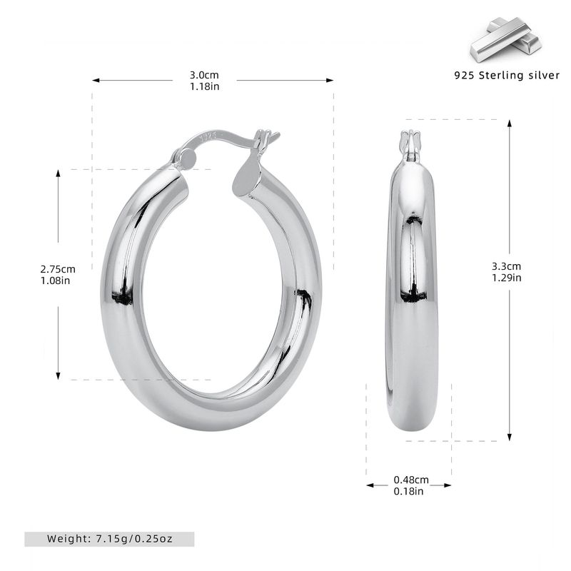 Orecchini a cerchio grandi minimalisti da donna in argento sterling 925, stile punk, dichiarazione di moda, misure 20 mm-30 mm, gioielli per le orecchie alla moda alla moda punk_voghion.com