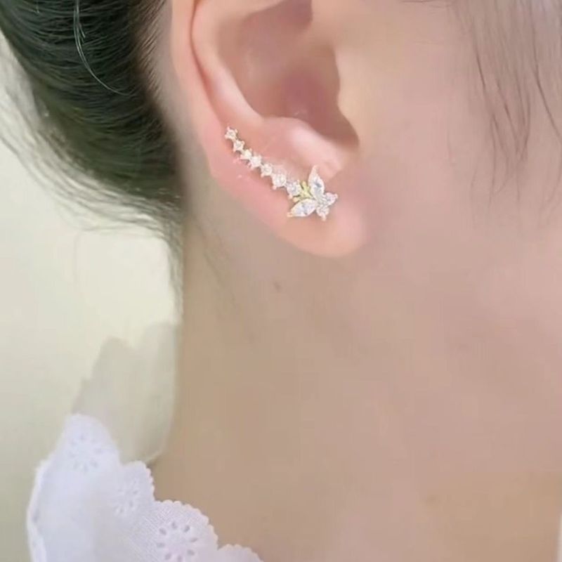 Purple Zircon Butterfly Ear Row Earrings Women's Niche Design Exquisite Versatile Stud Earrings High-end Personalized Earrings_voghion.com