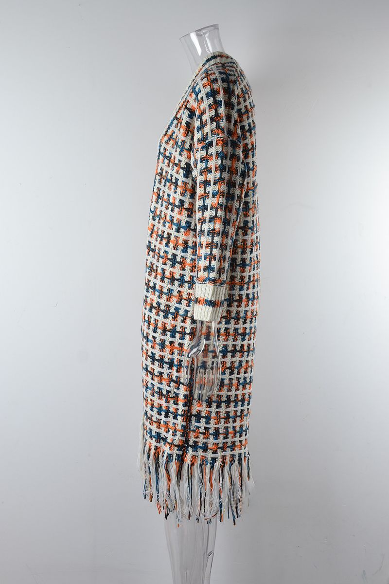 K New Plus Size Long Cardigan With Tassels; Women's Hot Style._voghion.com