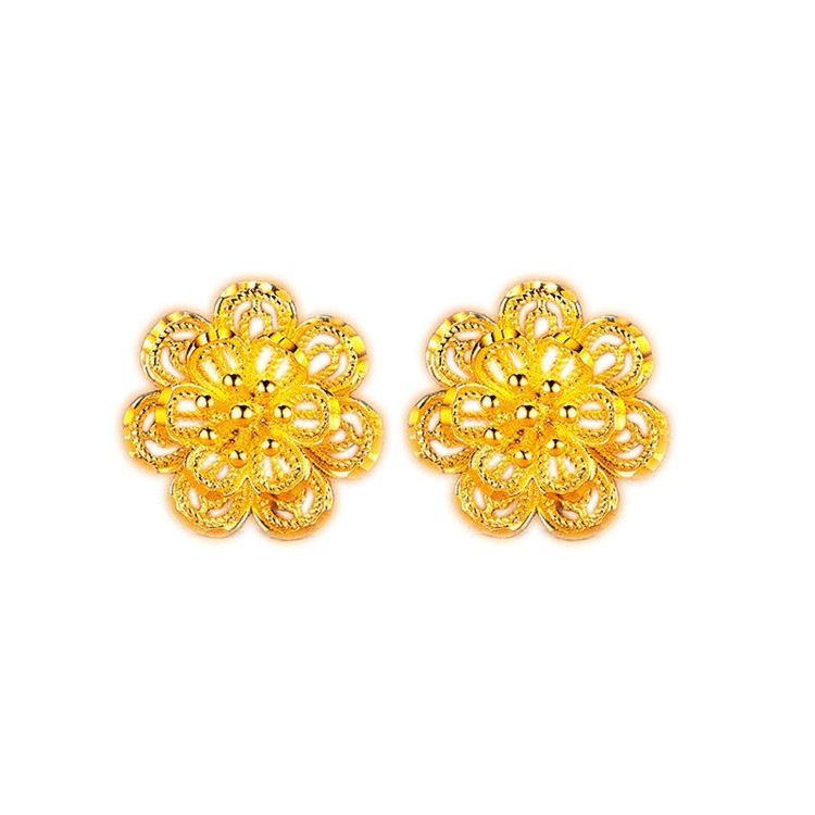 Orecchini a forma di fiore placcati in oro con pistillo di fiore in oro per donna, fiore ricco, semplice, elegante, regalo di compleanno per donna_voghion.com