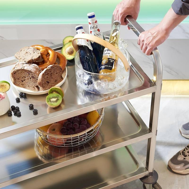 Wannilen Stainless Steel Utility Cart Køkken Rullevogne med hjul Serveringsvogn Catering Opbevaringshylde med til Hotel Restaurant Hjemmebrug_voghion.com