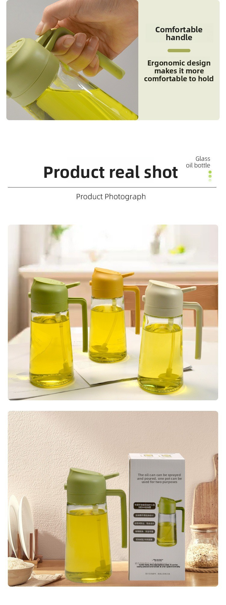 2-in-1-Ölsprüh- und -ausgießflasche aus Glas – Speiseölspender für die Küche mit feinem Sprühnebel und Ausgießer (350 ml, BPA-freies, auslaufsicheres Design)_voghion.com