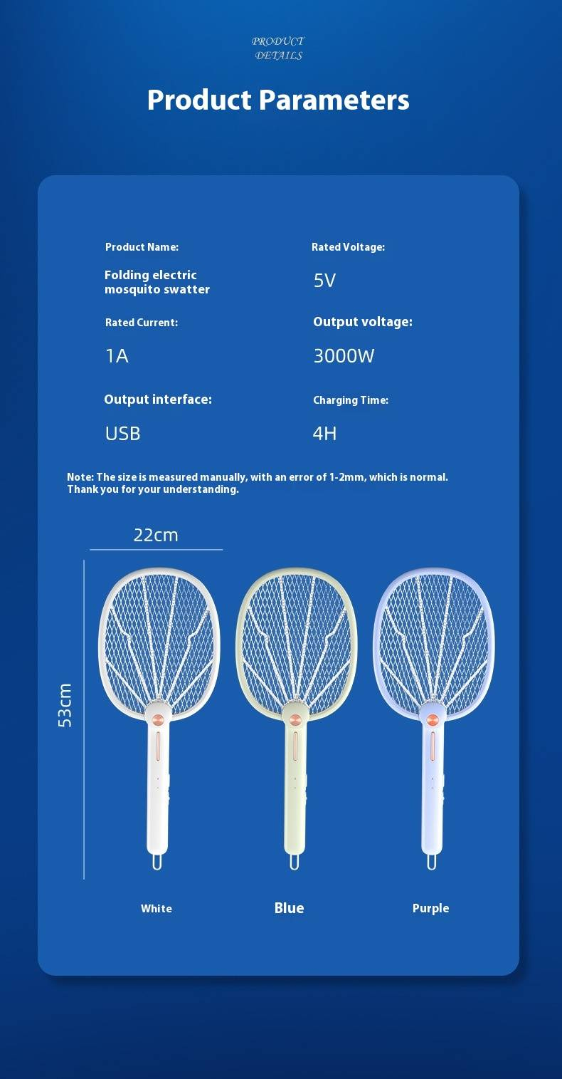 Zanzara elettrica ricaricabile pieghevole - 2 in 1, trappola elettrica e luce UV per uso domestico (portatile, protezione a 360°)_voghion.com