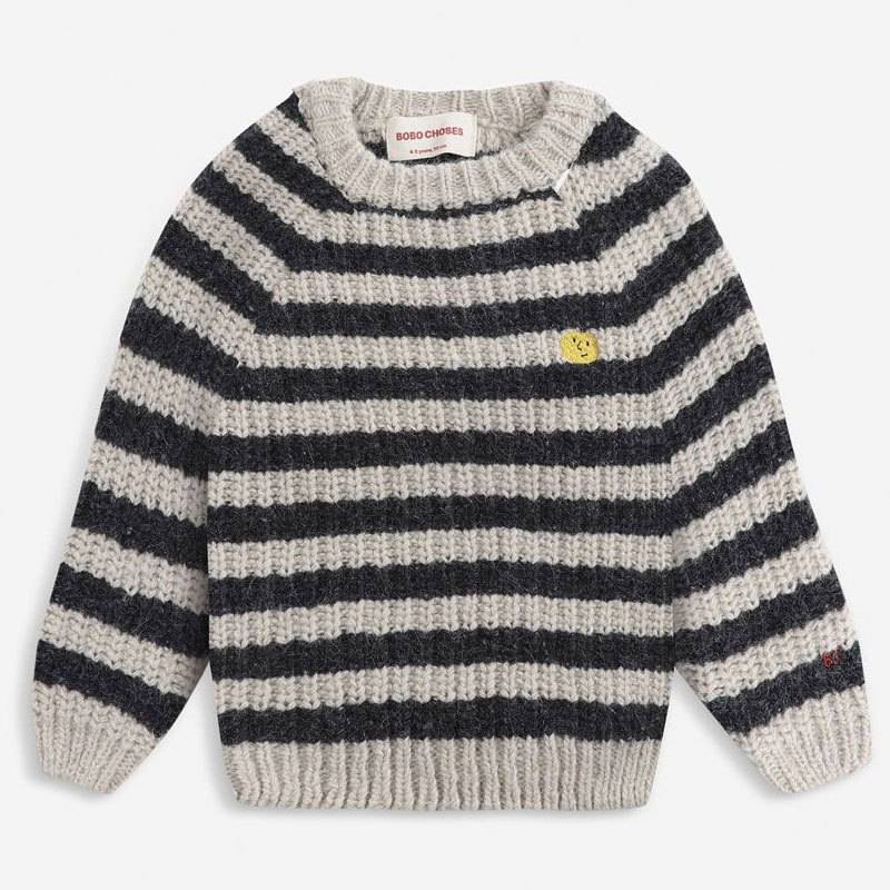 Maglione unisex in cotone per bambini - Maglia girocollo ultra morbida per bambini e bambine (1-3 anni, 80-140 cm) | Fantasia animalier/a righe, comfort per tutte le stagioni_voghion.com
