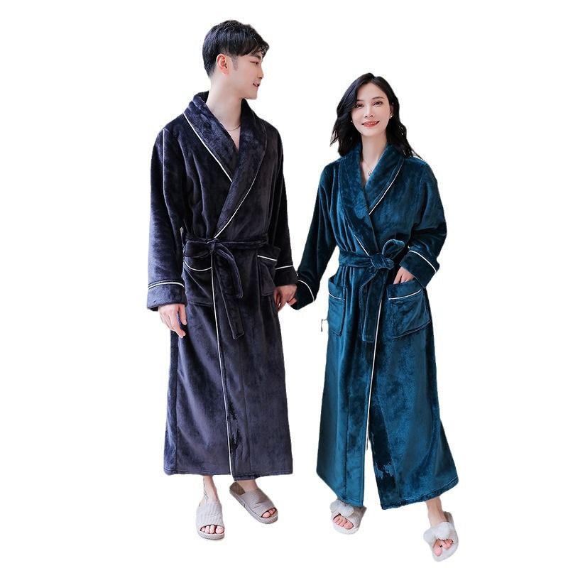 Luxury Flannel Robe For Women & Men - Ultra Soft Fleece Bathrobe With Long Sleeves Cozy Winter Sleepwear Couples Matching Loungewear In Elegant Colors_voghion.com