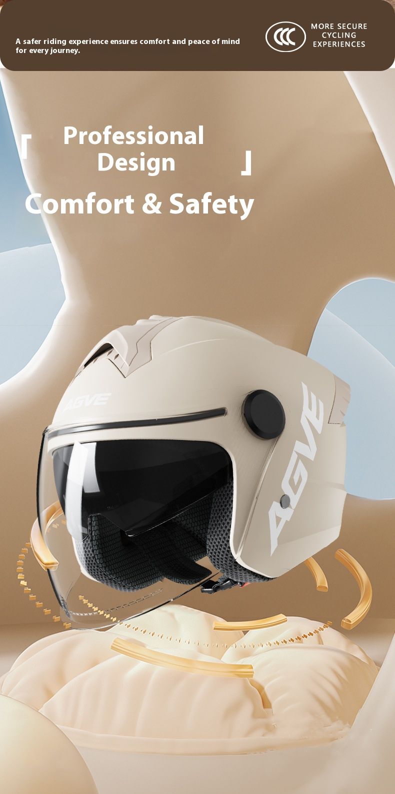3C Certified 3/4 Motorcycle Helmet With Dual Visor & Bluetooth – Lightweight ABS Shell, 8 Color Options_voghion.com