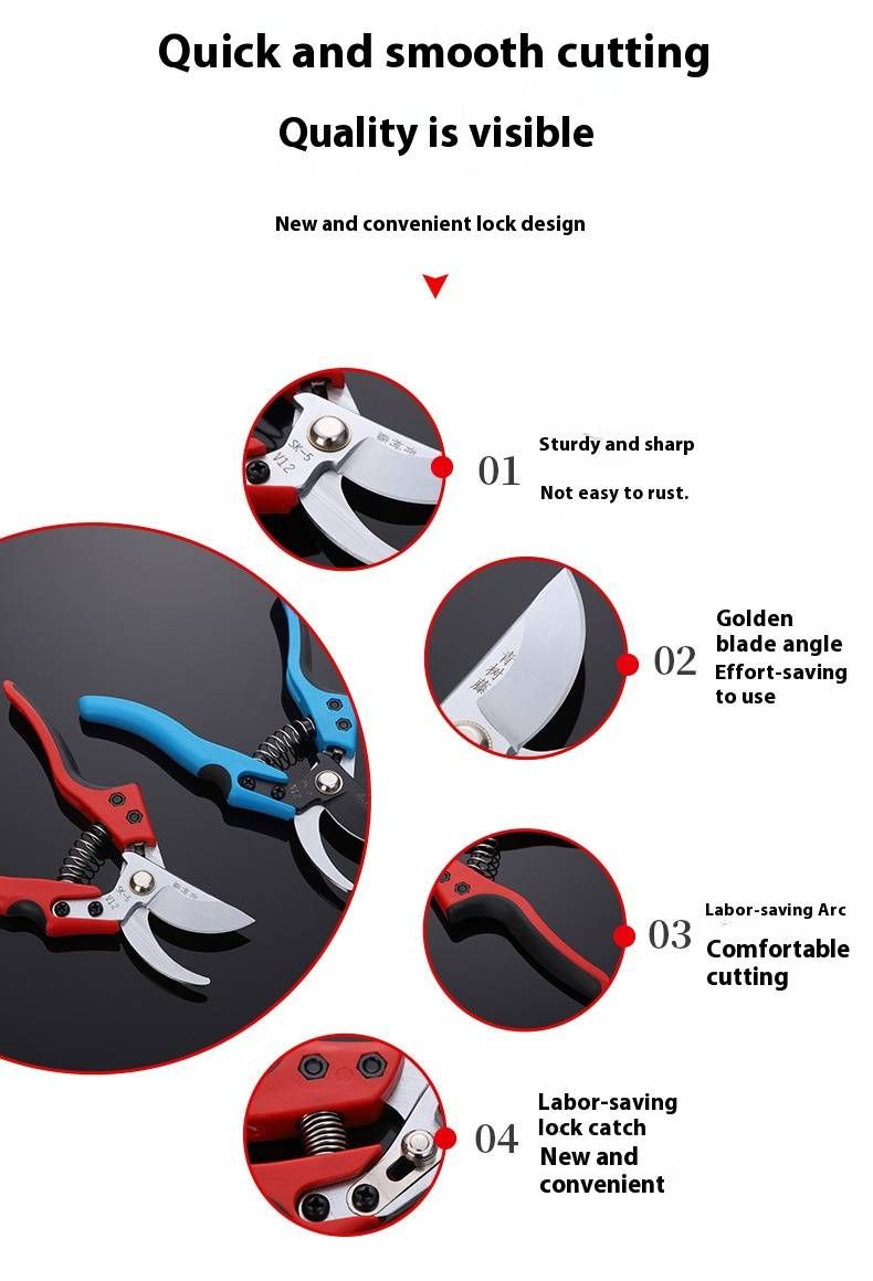 V12 Premium SK5 Steel Fruit Thinning Scissors – Professional Grape Harvesting & Pruning Shears (50mm Cutting Capacity, Lightweight 200g)_voghion.com