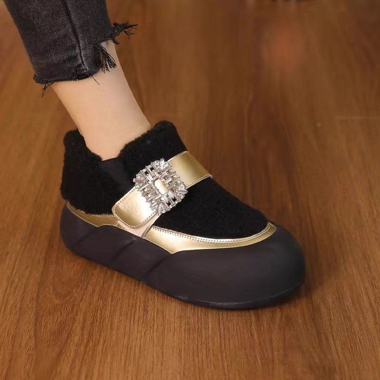 Student Plush Thick Snow Boots For Women, 2025 New Soft Soled Anti Slip Casual Shoes, Popular One Foot Cotton Shoes_voghion.com