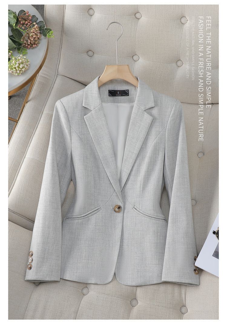 Vêtements pour femmes Petite veste de costume pour femmes, nouveaux modèles de printemps et d'automne, haut de gamme, coupe slim, tempérament, hauts de costume décontractés polyvalents_voghion.com