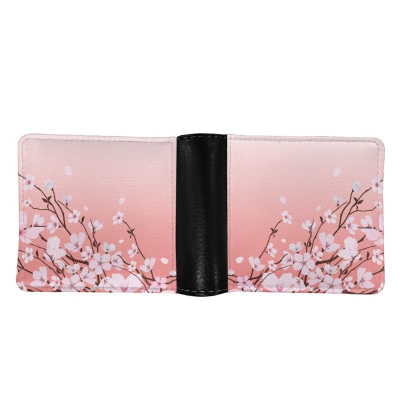 Portafoglio bifold da uomo con portamonete e flip cover fai da te, stampa rosa scuro_voghion.com