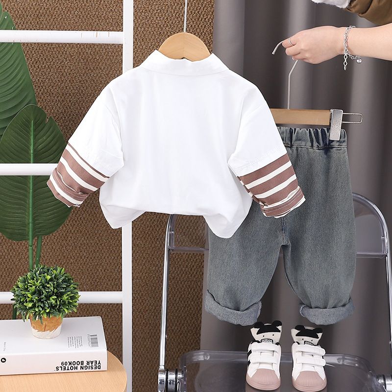 Abbigliamento per bambini primavera e autunno 2025, edizione coreana, camicia per cani, felpa con cappuccio, manica lunga, due pezzi, stile western_voghion.com