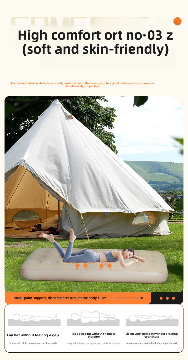 Automatisches aufblasbares Doppel-Luftkissenbett für Camping im Freien, verdickte, beflockte Matratze für Zeltboden_voghion.com