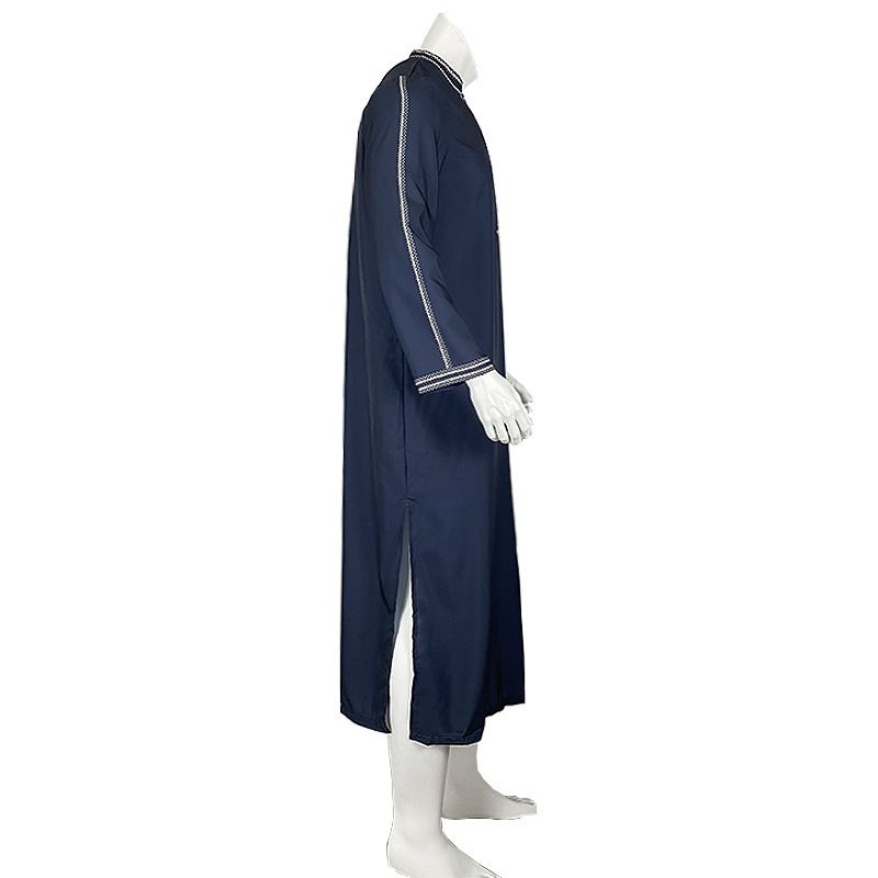 Men's Clothing Men's Muslim Robe Stand Collar Printed Ethnic Style Loose And Comfortable Jumpsuit_voghion.com